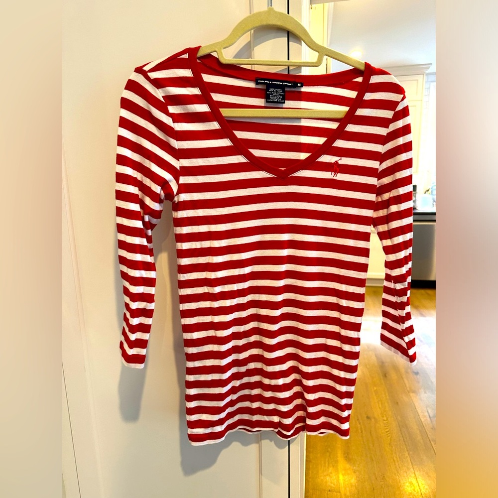Ralph Lauren 3 quarter sleeve red/white striped Tee